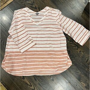 NWOT - Eddie Bauer women’s size 2X linen blend  tunic in striped pattern.